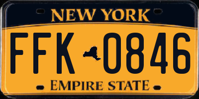 NY license plate FFK0846