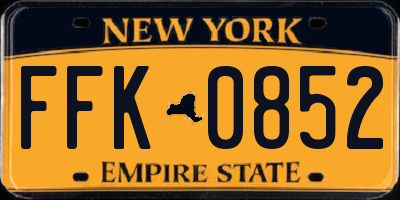 NY license plate FFK0852