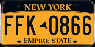 NY license plate FFK0866