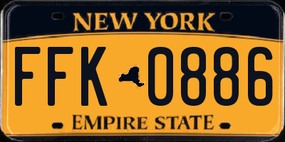 NY license plate FFK0886