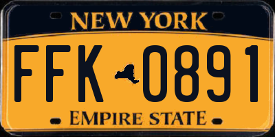 NY license plate FFK0891