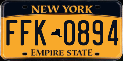 NY license plate FFK0894