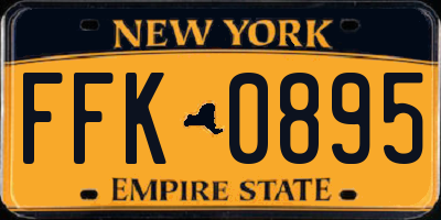 NY license plate FFK0895