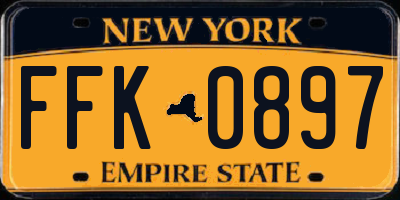 NY license plate FFK0897