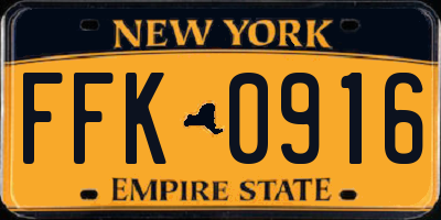 NY license plate FFK0916