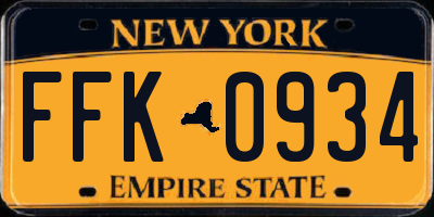 NY license plate FFK0934