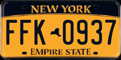 NY license plate FFK0937