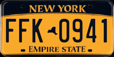 NY license plate FFK0941