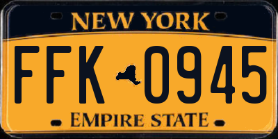 NY license plate FFK0945