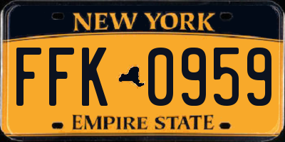 NY license plate FFK0959