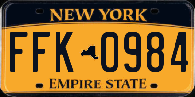 NY license plate FFK0984