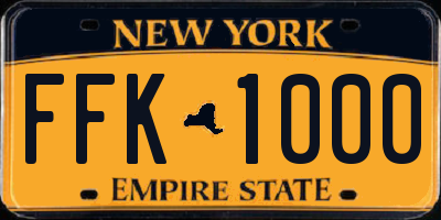 NY license plate FFK1000