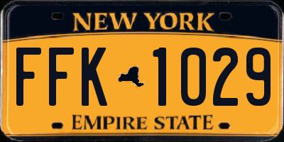 NY license plate FFK1029
