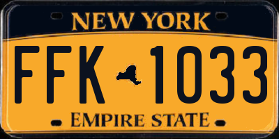 NY license plate FFK1033