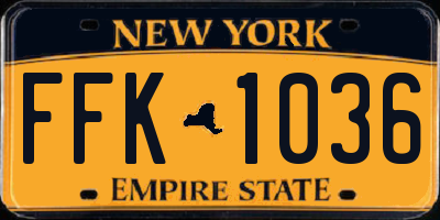 NY license plate FFK1036