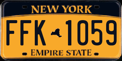 NY license plate FFK1059