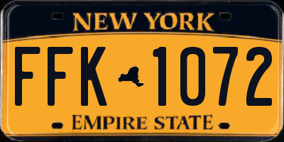 NY license plate FFK1072