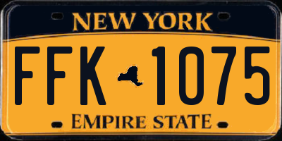 NY license plate FFK1075