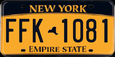 NY license plate FFK1081