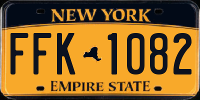NY license plate FFK1082