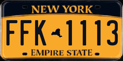 NY license plate FFK1113