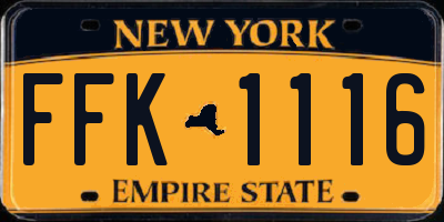 NY license plate FFK1116