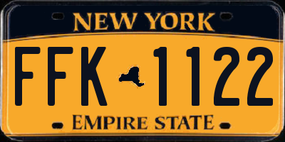 NY license plate FFK1122