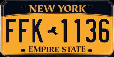 NY license plate FFK1136