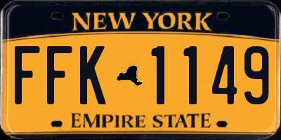 NY license plate FFK1149