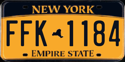 NY license plate FFK1184