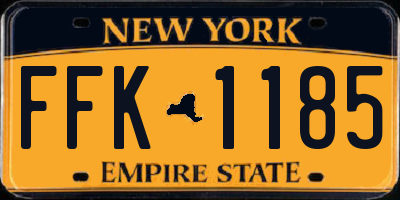 NY license plate FFK1185