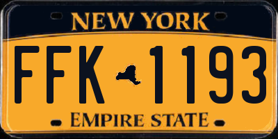 NY license plate FFK1193