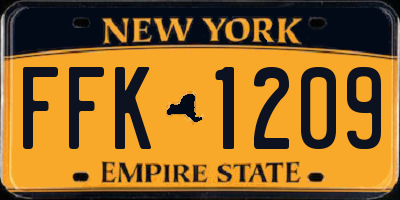 NY license plate FFK1209