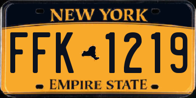 NY license plate FFK1219