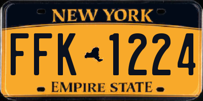 NY license plate FFK1224