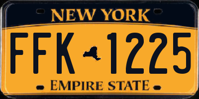 NY license plate FFK1225