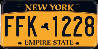 NY license plate FFK1228