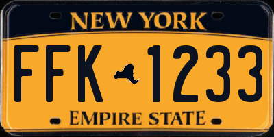 NY license plate FFK1233