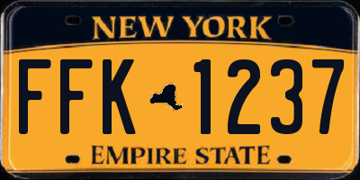 NY license plate FFK1237