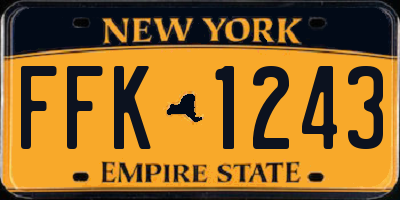 NY license plate FFK1243