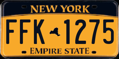 NY license plate FFK1275