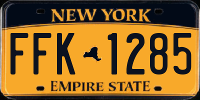 NY license plate FFK1285