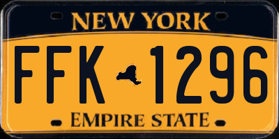 NY license plate FFK1296