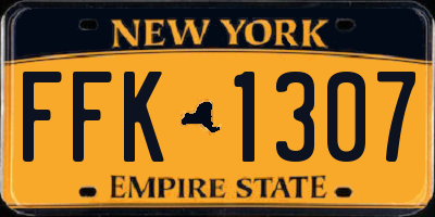 NY license plate FFK1307