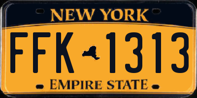 NY license plate FFK1313