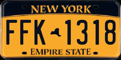 NY license plate FFK1318