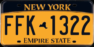 NY license plate FFK1322