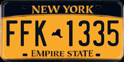NY license plate FFK1335
