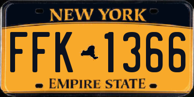 NY license plate FFK1366