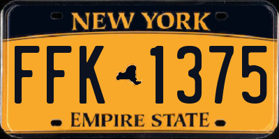 NY license plate FFK1375